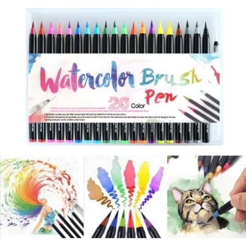 20PCS Art set Marker Watercolor Brush pen Pens for School Supplies Stationery Drawing Coloring Manga Calligraphy markers colores