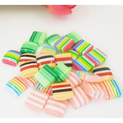 3*8*8mm Cute stripe mixed Resin Beads Decals Clothes Hair Accessories Phone Case Glue on Cabochon decoration Flat Back Scrapbook