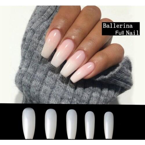 High Quality 500pcs/bag Bailarina Fake Nails Full Cover Nagel Tips Nature Ballerina Acrylic False Nail Tips Display Coffin