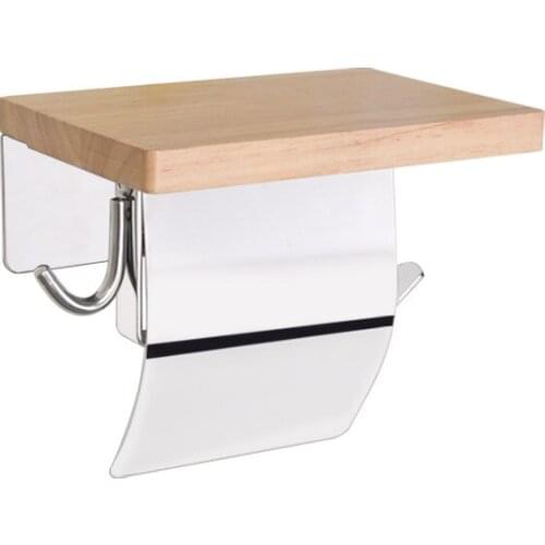 304 Stainless Steel Bathroom Accessories Toilet Roll Paper Holder with Hook Wall Polished Silver Towel Paper Holder Phone Shelf