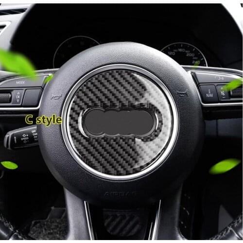 Car Carbon Fiber Steering Wheel Logo Sticker Frame Cover For Audi A1 A3 A4 A5 A6 A7 Q3 A6 C7 Q5 A8 Q7 B6 B7 Auto Accessories