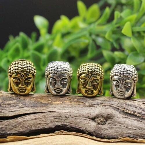30pcs/lot High Quality Solid Silver Color Buddha Head Spacer Beads 11x9mm Decoration Charms Beads DIY Jewelry Making Accessories