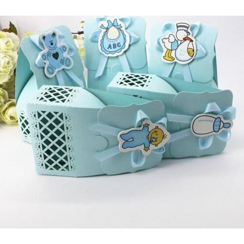 Baby Shower Candy Box Packaging Cute Boy Girl Paper Baptism Decoration Kid Favors Gift Bag Sweet Birthday Event Party Supplies