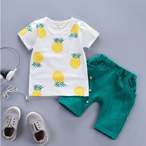 Baby Boy Summer Clothes Fashion Pineapple O-neck Short Sleeved T-shirts Tops and Shorts 2PCS Kids Bebes Jogging Suits Tracksuits