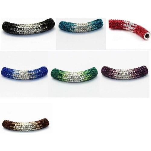 T43le Cheep Fashion 5*1mm mix color radom Tube beads Disco Ball Pave Bracelet jewelry wholesale crystal