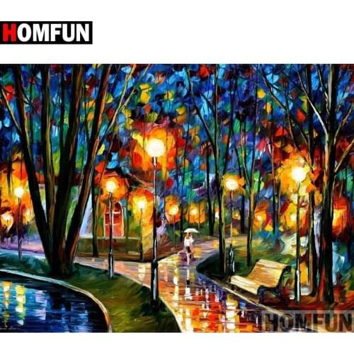 HOMFUN Full Square/Round Drill 5D DIY Diamond Painting "Oil painting road" Embroidery Cross Stitch 5D Home Decor A15896