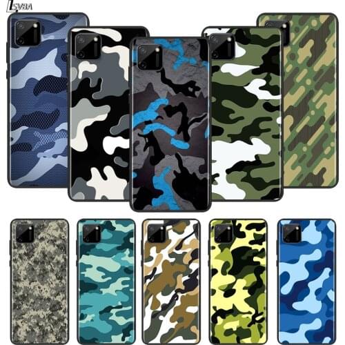 Camouflage Pattern For OPPO Realme Narzo 20 C2/3/11/12/15/17 X2 X3 X7 XT X50 Q2i V3 V5 V15 Pro Black Silicone Soft Phone Case