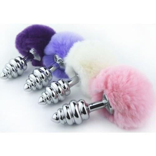 Short Rabbit Fox Tail Anal Plug , Metal Butt Plug , Anal Sex Toys For Couple Adult Flirting Sex Products