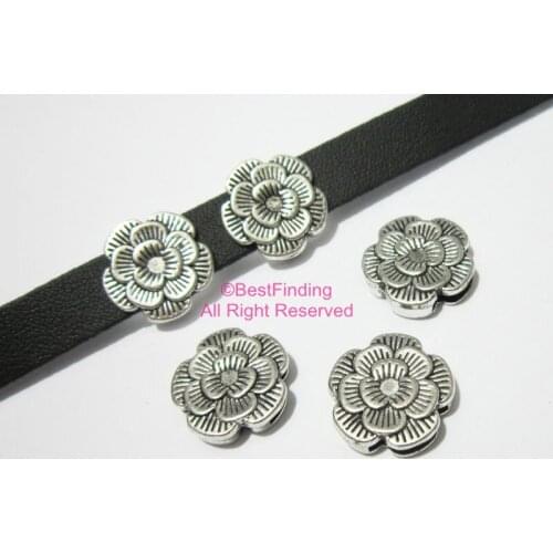 10mm Flat Leather sliders Wintersweet beads 10x2mm leather findings -FF97