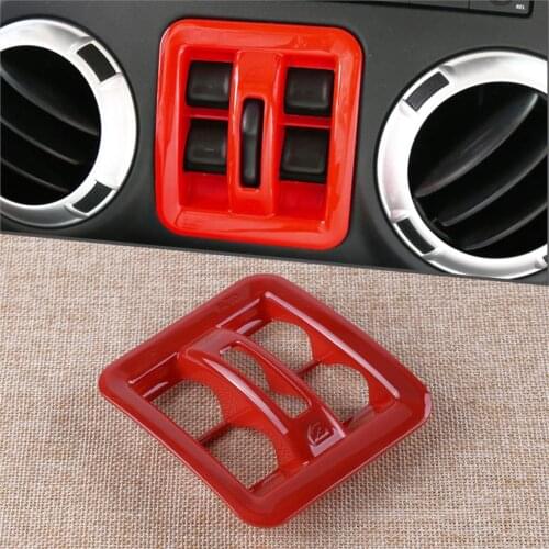 DWCX Red ABS Window Lift Switch Cover Trim Panel Fit for Jeep Wrangler JK 2011 2012 2013 2014 2015 2016 2017 2018