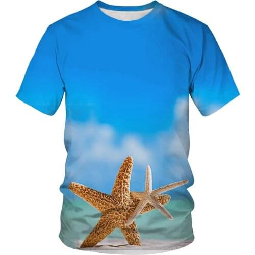 Summer new 3DT shirt mens street casual printing short-sleeved fashion landscape T-shirt ○ collar T-shirt colorful T-shirt