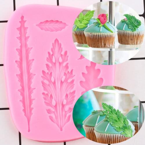 Leaf Silicone Mold Fern Leaves Fondant Cake Decorating Tools Cupcake Topper Chocolate Gumpaste Candy Polymer Clay Resin Moulds
