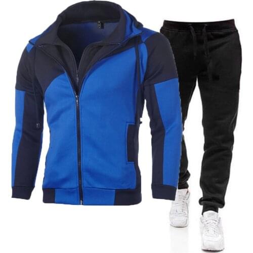 Mens Autumn Winter Jacket Coat and Pants Sports Warm Suit Men Tracksuit Workout Jogger Running Clothing Gym Fitness Sportswear