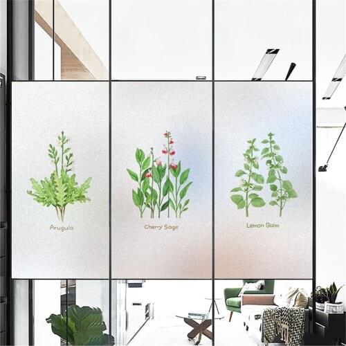 Window Film Privacy Green Plants Glass Sticker UV Blocking Heat Control Window Coverings Window Tint for Homedecor