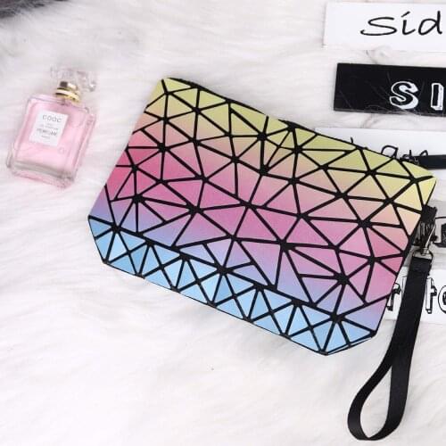 New Geometric colourful Women Cosmetic Bag Organizer Zipper Makeup Ladies Folding Clutch bag Pouch Travel Make Up Bag
