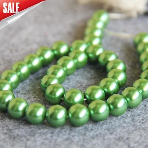 New Beautiful 8-14mm Green Shell Glass beads DIY gift for women girl loose Jewelry making design 15inch Wholesale