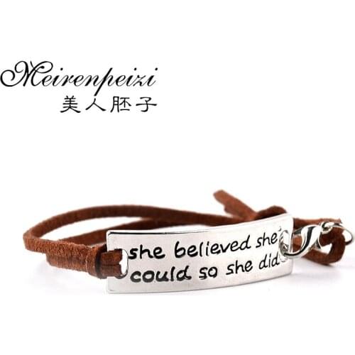 She Believed She Could So She Did Bracelet Gift for Her Graduation Jewelry Motivating Inspirational Bangle Bracelet