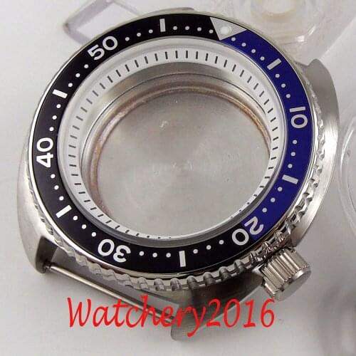 Fit for NH35A NH36A movement 45mm watch case parts sapphire glass aluminum bezel insert wristwatch replacement Case