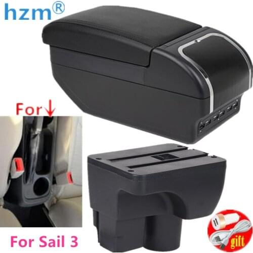 Armrest Box For Chevrolet Sail 3 Center Console Storage Rotatable Dual layer Cup holder Ashtray USB Charging Car Accessories