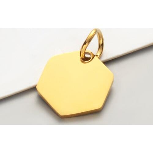 30pcs/Lot Stainless Steel Mirror Polished Hexagon Charms Pendants for DIY Jewelry Making Wholesale 10.5*15mm