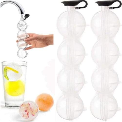 4 Hole Ice Hockey Silicone Mould 5.5cm Big Size Ball DIY Whiskey Wine Cocktail Ice Cube Maker Party for Home Bar Kitchen Tool