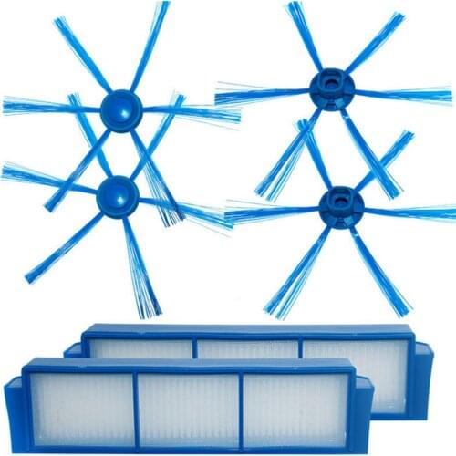 2 Pairs Side Brushes + 2PCS Filters Replacement Hepa Filter for Philips FC8007 FC8792 FC8794 FC8796 Vacuum Cleaner Accessories