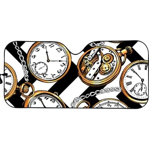 Vintage Pocket Watch Design Print Car Sun Shade Windshield Car Sun Shade for Windshield Cars Heat Reflector Car Sunshade Cover