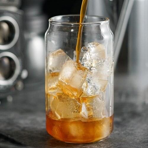 Creative Cola Can Shaped Glass Cup Beer Glasses Tumbler Milk Tea Coffee Drinking Cup Mug Bar Cafe Beverage Juice Cup 400ML/550ML
