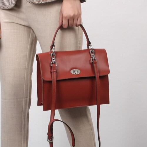 WOONAM Women Fashion Handbag Genuine Calf Leather Top Handle Messenger Shoulder Cross Body Bag BG2021