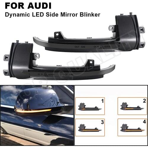 2Pcs LED Dynamic Side Mirror Light Indicator Blinker Turn Signal Lamp For Audi A3 8P A4 S4 RS4 B8 A5 S5 RS5 Side Indicator Lamp