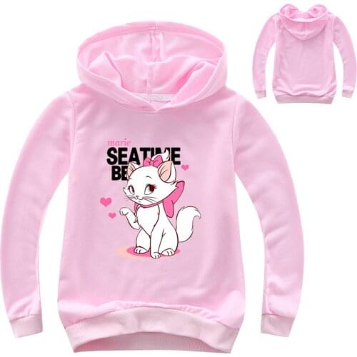 Girls Sweatshirts Marie Cat Kids Hoodies Pullovers Kids Sweatshirt Children Girl Cat Sweatshirt Clothing Outwear Jacket