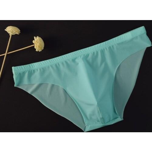 Underpants Mens Viscose See-Through Underwear Ultra-Thin Low-Rise Sexy Breathable Elastic Soft Solid Color Briefs