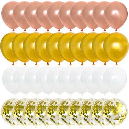 40Pcs/lot Gold Rose Confetti Latex Balloons Birthday Party Adult Decorations Ballons Wedding Baby Shower Anniversary Balloons