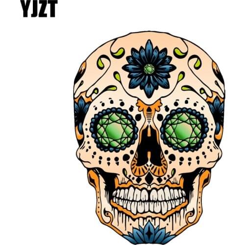 YJZT 10.7CM*15CM Reflective Body Sugar Skull Living Dead Day Of Decal Car Sticker PVC 6-0002