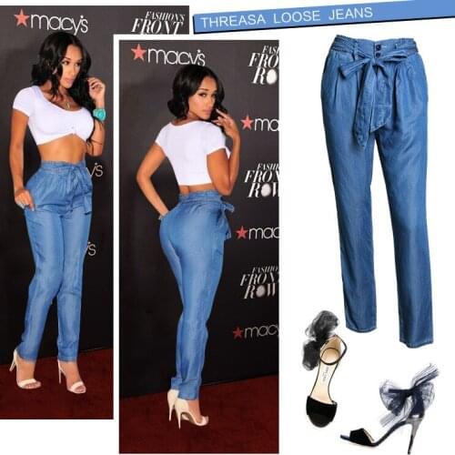 Women Jeans 2020 New Summer Female High Waist Elastic Waist Thin Jeans For Women Loose Pants Women Clothing Femme Trousers L XL