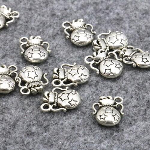 10PCS Copper Metal Pendant Women Girls Gifts Bag Shaped Lucky DIY Loose Finding Accessories Alloy Jewelry Making Design 12x14mm