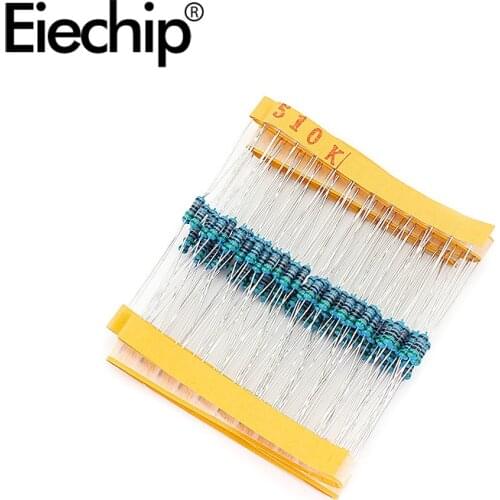 100pcs/lot 1/4W 1% Metal film resistor 0.25W resistance 510K ohm Throught Hole