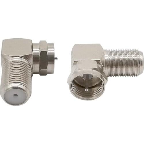 2Pcs Coaxial F Type Adapter F Female to Male Right Angle Adapter F Plug to F Jack RF Connector