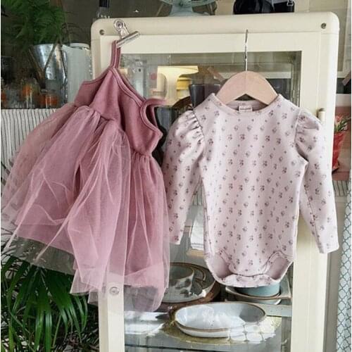 2020 Korea Style Baby Girls 2 Pcs Set Romper+Dress Spring Fashion Baby Girls Suits 6-24 month PO303