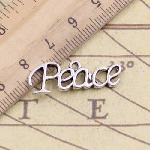 30pcs Charms Peace 28x11mm Antique Silver Color Pendants Making DIY Handmade Tibetan Finding Jewelry For Bracelet