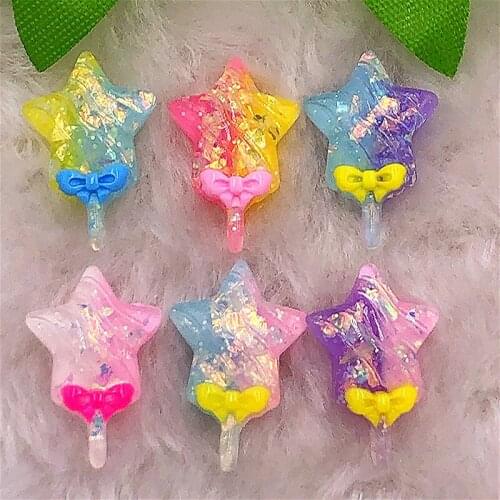 6PCS16mm*22mm AB Star Resin Rhinestone Flatback Wedding Diy Button Crafts