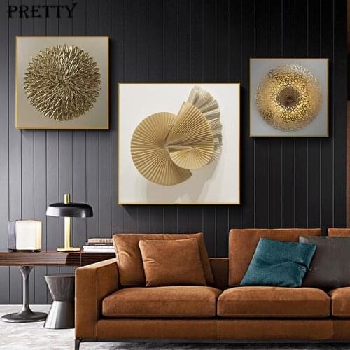 Abstract Geometric Canvas Painting Living Room Black Gold Luxury Posters and Prints Modern Nordic Wall Art Picture Home Decor