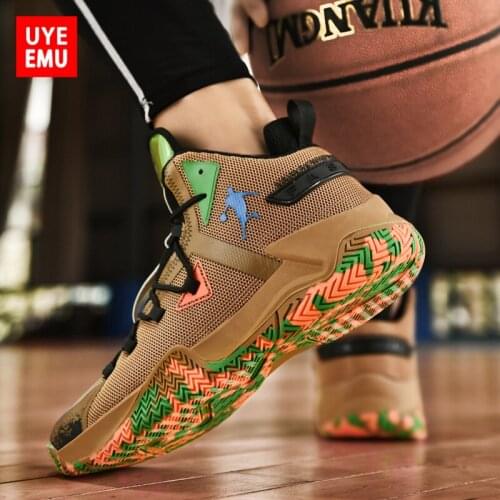 UYEEMU Basketball Shoes Mens Summer Breathable Trend 2021 New Youth Student High-Top Sneakers Non-Slip Sports Shoes Size 36-45