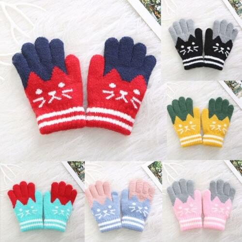 Children Toddler Knitted Cotton Magic Gloves & Mittens Baby Girl Boy Kids Stretchy Winter Warm New Gloves Mittens For 4-8years