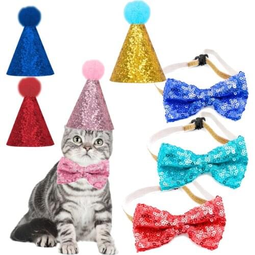 Hot Sale Cute Pet Cat Bow Tie Holiday Party Dog Hat Birthday Christmas Decora Cat Accessories for Small Dogs Beauty Pet Products