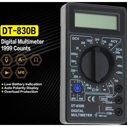 DT-830B Mini Pocket Digital Multimeter 1999 Counts AC/DC Amp Volt Ohm Tester Ammeter Voltmeter Multi Meter