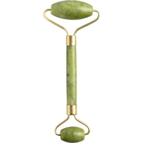 Unisex double-headed green jade face-lifting meridian massage roller