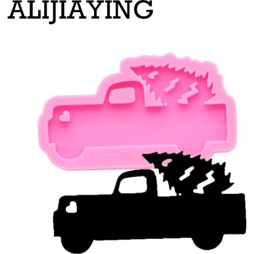 DY0148 Shiny Truck and tree keychain silicone mold DIY car craft keyring pendant for girl jewelry funny keychains