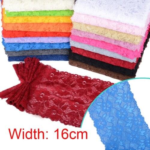 Elastic Lace Ribbon Tape 16cm Lace Trim Fabric Embroidered White Lace Trimmings DIY Crafts Sewing Material Garment Accessories