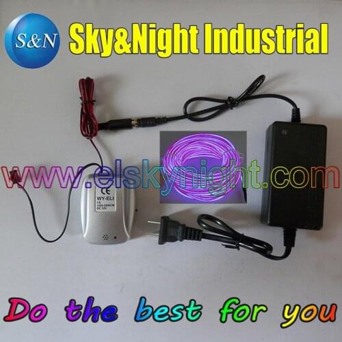 Purple(18M)-Hight brightness 4.0MM( Semi-circle) El Wire/Flexible Neon Light with Sound Inverter/Controller+220v adapter